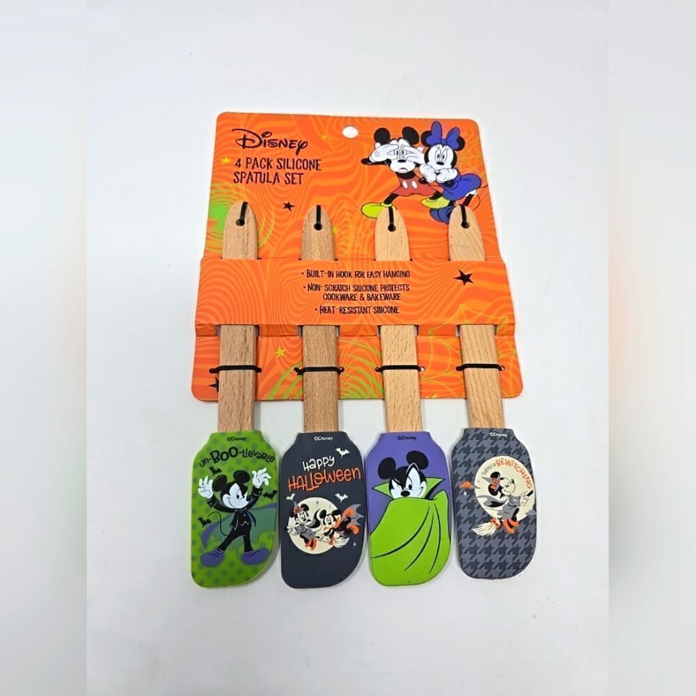 DISNEY MICKEY AND MINNIE MOUSE HALLOWEEN Mini Spatula 4 Piece Set NEW
